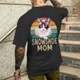スノーシュー 猫 ママ レトロ ヴィンテージ 面白い I Love My Cat メンズTシャツ バックプリント 彼への贈り物