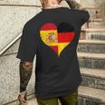 スペインとドイツのハーフaのかっこいい国旗 スペイン ドイツの国旗 Pain German Flag メンズTシャツ バックプリント 彼への贈り物