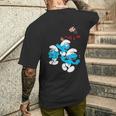スマーフグループ スマーフ ガーガメル 魅惑のブルーフレンズのファン メンズTシャツ バックプリント 彼への贈り物