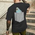 セキセイインコ ポケットから覗く 可愛いデザイン メンズTシャツ バックプリント 彼への贈り物