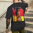 セクシーガールグラフィックtシャツ 「ビキニピンナップガール&ドイツ国旗」 メンズTシャツ バックプリント 彼への贈り物
