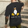 タックスlinuxペンギン-Sudorm-Rfコンピューターサイエンスコンピューター Tux Linux メンズTシャツ バックプリント 彼への贈り物
