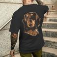 ダックス イラスト 愛犬家 犬 アート メンズTシャツ バックプリント 彼への贈り物