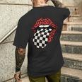 チェック 舌 赤 ヒョウ 唇 レース メンズTシャツ バックプリント 彼への贈り物