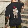 チワワ犬とハートのかわいい子犬のモチーフ メンズTシャツ バックプリント 彼への贈り物