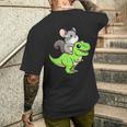 チンチラ T-Rex 恐竜 ペット おもしろい ティラノサウルス メンズTシャツ バックプリント 彼への贈り物
