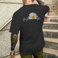 デイジー、ハートビート、花、花、花、ヒナギク メンズTシャツ バックプリント 彼への贈り物