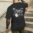 ドラムセットの図面 電子ドラム メンズTシャツ バックプリント 彼への贈り物