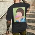 ドーナツショップ ポップアート ポートレート ロジックロックスター キュート ドーナツ ガールフレンド ドーナツ メンズTシャツ バックプリント 彼への贈り物