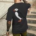 ニシツノメドリ 鳥 動物 図 バードウォッチング 贈り物 鳥類学者 生物学者 自然科学 メンズTシャツ バックプリント 彼への贈り物