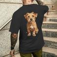 ノーフォークテリア 犬 モチーフ ペット アートワーク ノーフォークテリア メンズTシャツ バックプリント 彼への贈り物