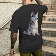 ハスキーがモチーフの愛犬家 シベリアンハスキーが大好き メンズTシャツ バックプリント 彼への贈り物