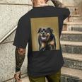ハッピーロットワイラー犬自撮りポートレート メンズTシャツ バックプリント 彼への贈り物
