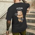 ハムスター 筋トレ ダンベル付き フィットネスジム メンズTシャツ バックプリント 彼への贈り物