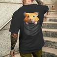 ハムスター 面白いtシャツ ポケット かわいい メンズ 子供 おもしろ 服 雑貨 グッズ ネタ ゆるキャラ メンズTシャツ バックプリント 彼への贈り物