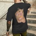 ハムスターミーム ピースサイン付き メンズTシャツ バックプリント 彼への贈り物