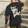 ハワイアンウケ猫遊びウクレレバッジポケット メンズTシャツ バックプリント 彼への贈り物