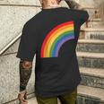 ハーフレインボー Roygbiv カラフルラッキーレインボー メンズTシャツ バックプリント 彼への贈り物