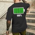 バッテリー100シャツ バッテリーハートフル充電バッテリーフル。 メンズTシャツ バックプリント 彼への贈り物