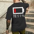 バッテリー残量1 バッテリー切れtシャツ バッテリー残量が少ない メンズTシャツ バックプリント 彼への贈り物