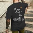 バドミントンプレーヤー バドミントンラケット シャトルコック バーディースポーツ メンズTシャツ バックプリント 彼への贈り物