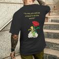 バラの言葉が入った星の王子様 メンズTシャツ バックプリント 彼への贈り物