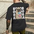 パグ 犬 カワイイ ボバ バブル ミルク ティー タピオカパール かわいい メンズTシャツ バックプリント 彼への贈り物
