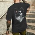 パピヨン 犬 モチーフ ペット アート パピヨン メンズTシャツ バックプリント 彼への贈り物