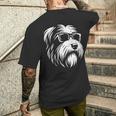 ビアデッド・コリー サングラス 犬 グラフィック デザイン メンズTシャツ バックプリント 彼への贈り物