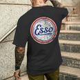 ビンテージ Esso ガソリンスタンドサイン メンズTシャツ バックプリント 彼への贈り物