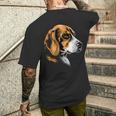 ビーグル子犬ビーグル狩猟犬かわいい犬イングリッシュビーグル メンズTシャツ バックプリント 彼への贈り物
