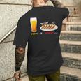 ビールとぎょうざとねこ ビール 餃子 猫 メンズTシャツ バックプリント 彼への贈り物