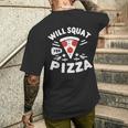 ピザのためにしゃがむ Willquat For Pizza メンズTシャツ バックプリント 彼への贈り物