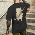ファゴット猫ミュージシャン レトロ キュート バンド オーケストラ メンズTシャツ バックプリント 彼への贈り物