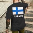 フィンランドの国旗 メンズTシャツ バックプリント 彼への贈り物