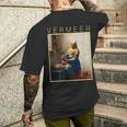 フェルメール 面白いtシャツ アート 牛乳を注ぐ女 絵画 メンズ レディース 面白い 服 美術 油彩画 メンズTシャツ バックプリント 彼への贈り物
