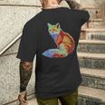 フォックス 賢いキツネ 森の動物たち メンズTシャツ バックプリント 彼への贈り物