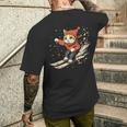 フリースタイルスキーヤー猫 フリースタイルスキー メンズTシャツ バックプリント 彼への贈り物
