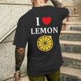 フルーツ レモン 面白いユーモア かわいい シンプル 小さなレモン I Love Lemon メンズTシャツ バックプリント 彼への贈り物