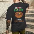 ブラジル料理 ブラジル国旗 I Love Brazil And Feijoada メンズTシャツ バックプリント 彼への贈り物