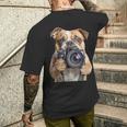 ブルドッグ 写真家 写真カメラ メンズTシャツ バックプリント 彼への贈り物