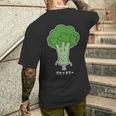 ブロッコリー 顔 イラスト かわいい おもしろ 簡単 シンプル ゆるい 野菜 メンズTシャツ バックプリント 彼への贈り物