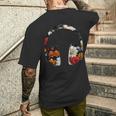 ヘッドフォンのシルエット 花柄 ボタニカル・フラワー メンズTシャツ バックプリント 彼への贈り物
