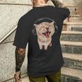 ヘッドフォン付き猫 ミーム メンズTシャツ バックプリント 彼への贈り物