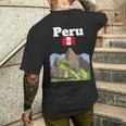 ペルー お土産 インカ マチュピチュ ペルー国旗 アンデス山脈 メンズTシャツ バックプリント 彼への贈り物
