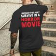 ホラー映画なら絶対生き残るよ メンズTシャツ バックプリント 彼への贈り物