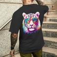 ホワイトタイガー サングラス カラフル アート 動物 虎 メンズTシャツ バックプリント 彼への贈り物