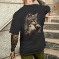 ボクシング キャット ボクサー 面白い猫のグラフィック メンズTシャツ バックプリント 彼への贈り物