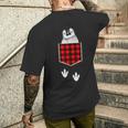 ポケットから覗き出るかわいいペンギン メンズTシャツ バックプリント 彼への贈り物