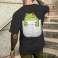 ポケットに入ったカエルのシャツ 面白いカエルのtシャツ カエルの恋人 メンズTシャツ バックプリント 彼への贈り物